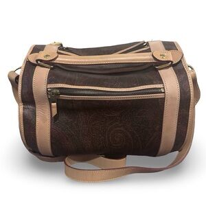 Etro Paisley print Bordeaux Cylinder Boston Bag